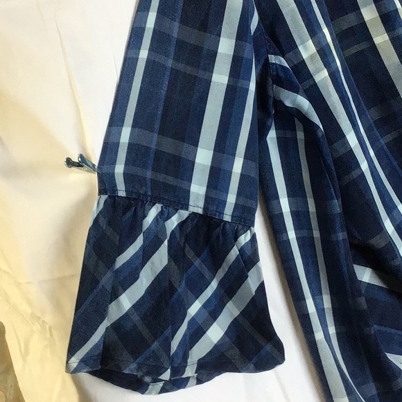 Womens Blue Paid Blouse - Picture 5 of 8